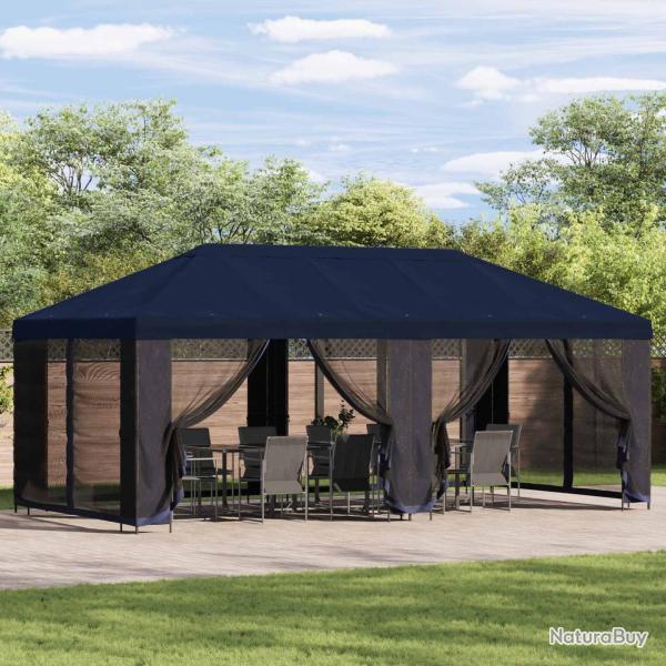 Gazebo avec murs lat�raux 6 x 3 m Bleu Polyester et Acier 190