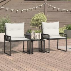 Ensemble de meubles d'ext&eacute;rieur 7 pcs Noir et blanc cr&egrave;me