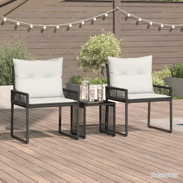 Ensemble de meubles d'ext�rieur 7 pcs Noir et blanc cr�me