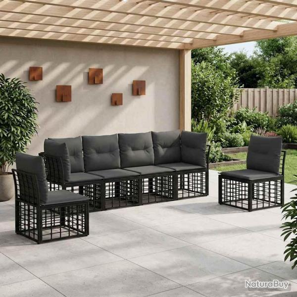 Ensemble de canap�s d'ext�rieur Noir Polyester