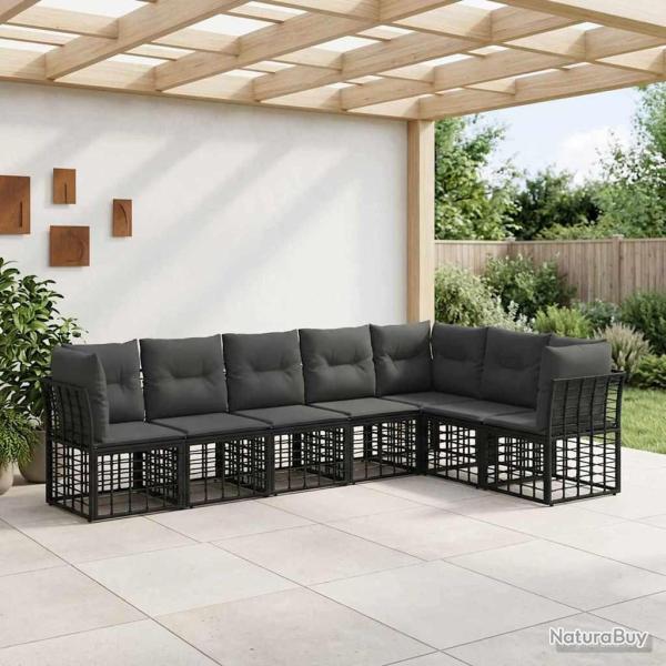 Ensemble de canap�s d'ext�rieur Noir Polyester