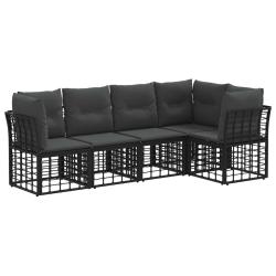 Ensemble de canap&eacute;s d'ext&eacute;rieur Noir Polyester