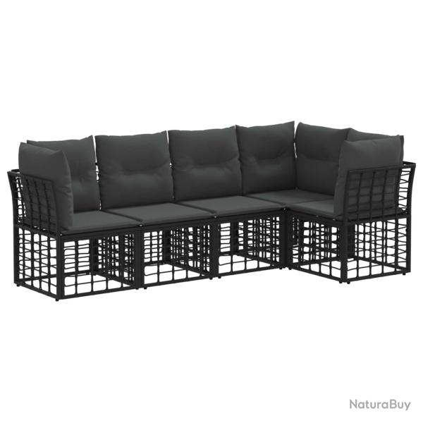 Ensemble de canap�s d'ext�rieur Noir Polyester