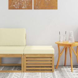 Pouf d'Ext&eacute;rieur Bois d'Acacia Massif Blanc