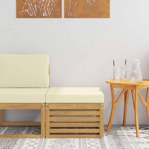 Pouf d'Ext�rieur Bois d'Acacia Massif Blanc