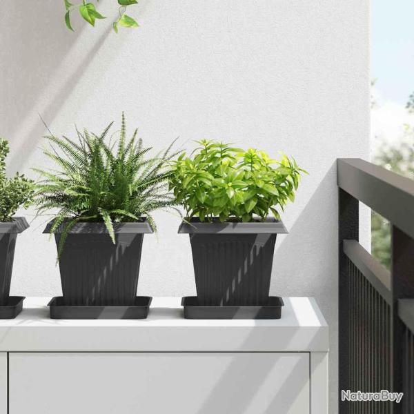 Pots de plantes 24 pcs Noir 16 x 16 x 14 cm Plastique