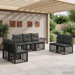 Ensemble de canap&eacute;s d'ext&eacute;rieur 7 pcs Noir et Gris fonc&eacute;