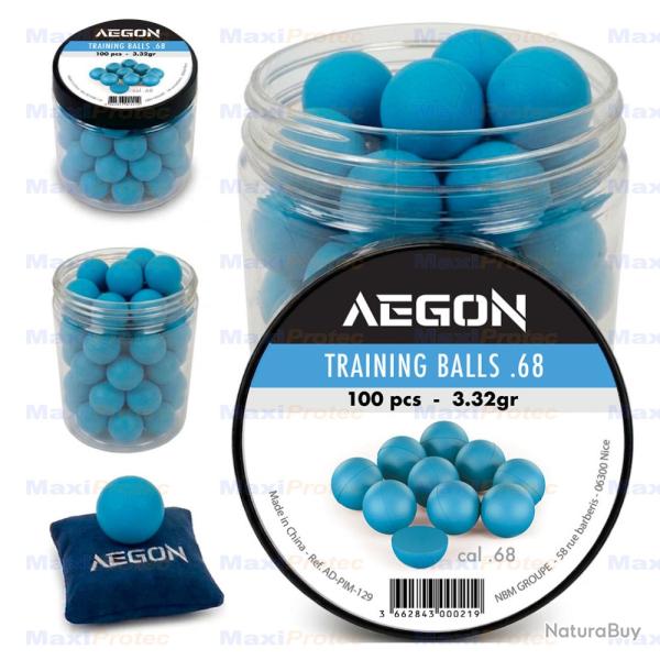 100 balles entrainement bleues cal.68 AEGON