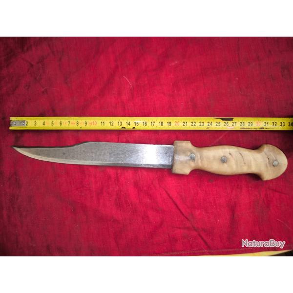 Dague poignard de chasse ancien poign�e corne, Balkans ? Long 33 cm, sans fourreau, lame Bowie