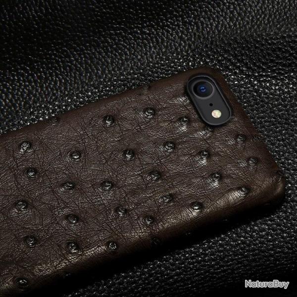 Coque iPhone Autruche Veritable-Marron-iPhone XS