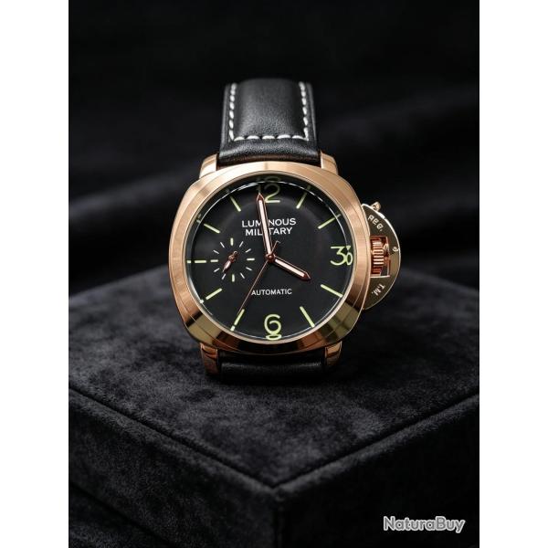 Superbe Montre Classique Homme Acier Luminous Military-Rose Black