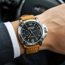Superbe Montre Classique Homme Acier Luminous Military-Silver Brown