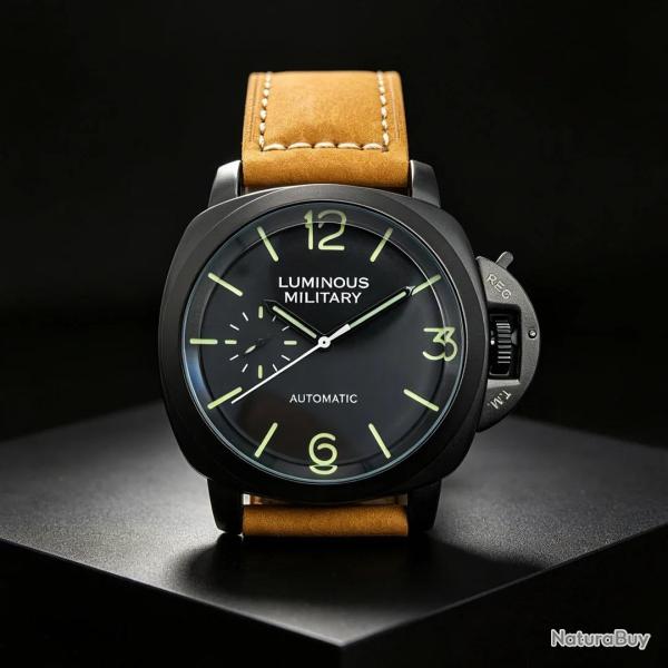 Superbe Montre Classique Homme Acier Luminous Military-Black Brown 20260718000054