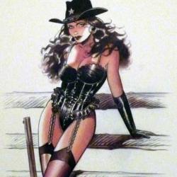 STETSON   et  &eacute;toile de SHERIF PIN UP GIRL en lingerie  EX LIBRIS sign&eacute; GIROD INTACT