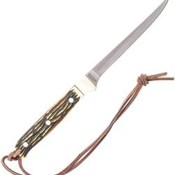 Couteau Fixe Schrade Uncle Henry Fillet Lame Acier 7Cr17MoV Manche Staglon &Eacute;tui Cuir SCH1116438
