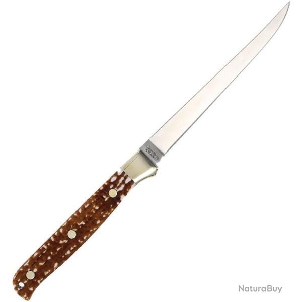 Couteau Fixe Schrade Uncle Henry Fillet Lame Acier 7Cr17MoV Manche Staglon �tui Cuir SCH1116436