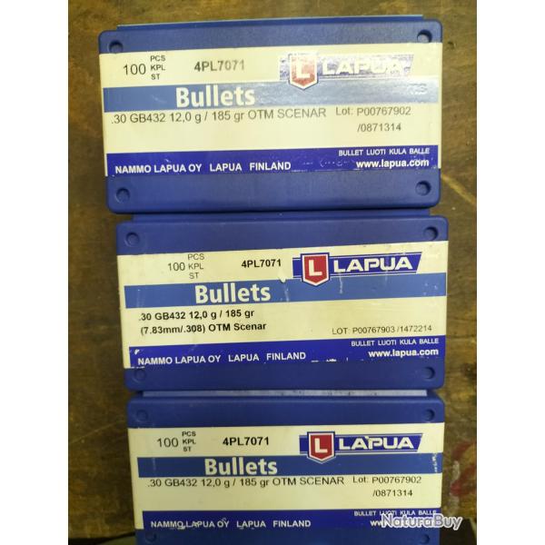 ogive lapua cal 308 185Gr OTM SCENAR