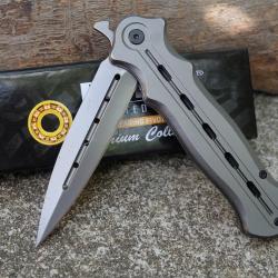 Couteau ElitEdge Semi Automatique Lame Dague Acier 8Cr13MoV Manche Acier Linerlock Tactic Urban 10gy