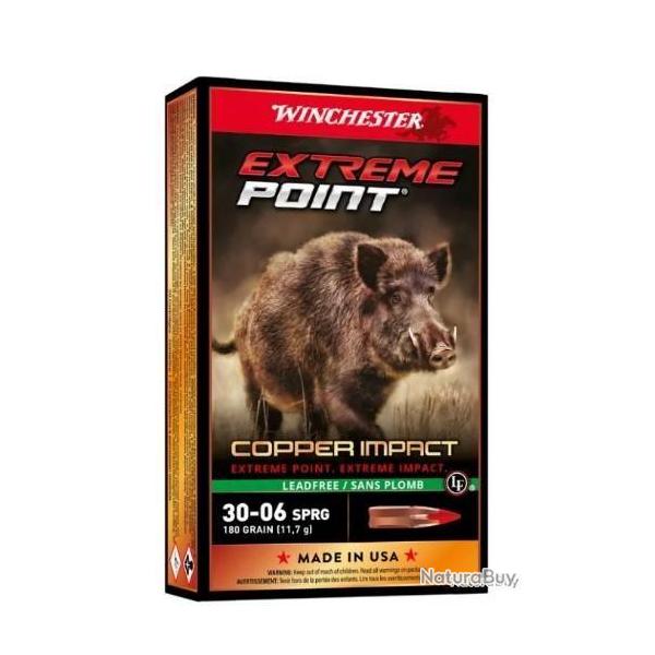 Cartouches WINCHESTER calibre 30-06 EXTREME POINT COOPER IMPACT 180GR SANS PLOMB x20