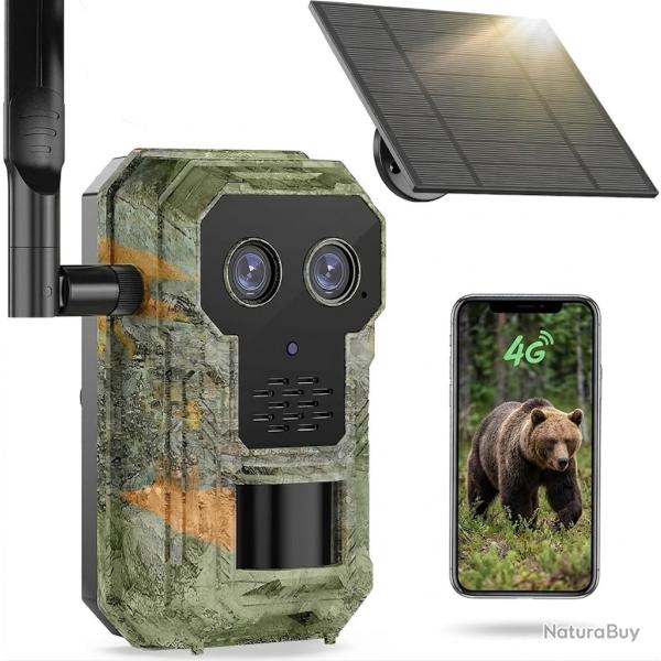 Cam�ra de Chasse 4G LTE 2.5K Solaire Double Objectif eSIM GPS Vision Nocturne Batterie 7800 mAh IP66