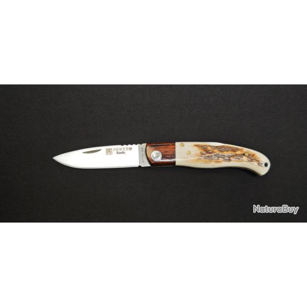 Couteau pliant Joker NC-124 - Manche bois de cerf & bois Stamina - Lame inox 6,4 cm