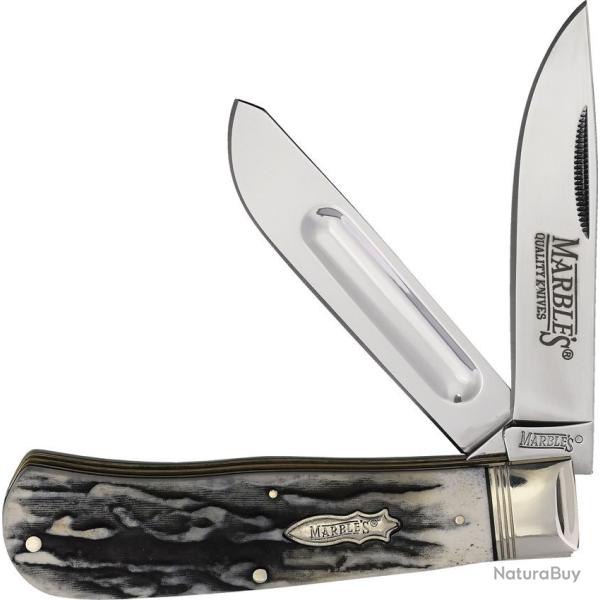 Couteau Pliant Marbles Jumbo Trapper Lame Acier Inox Manche Os MR674
