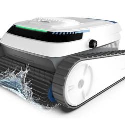 Robot nettoyeur de piscine intelligent - Autonomie de 120 minutes, escalade des parois - Blanc