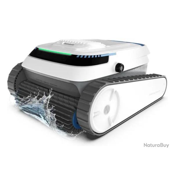 Robot nettoyeur de piscine intelligent - Autonomie de 120 minutes, escalade des parois - Blanc