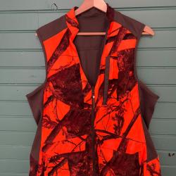 Gilet de chasse orange r&eacute;versible femme Solognac