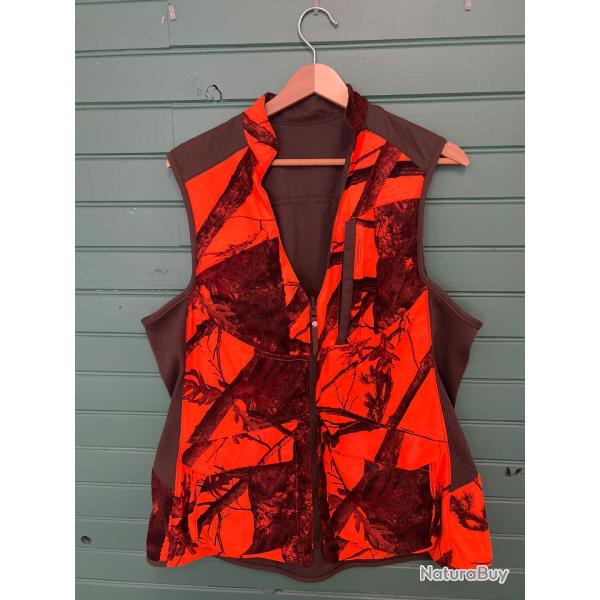 Gilet de chasse orange r�versible femme Solognac