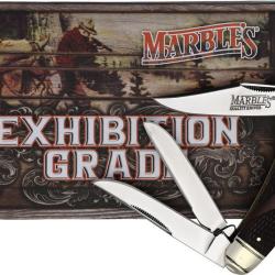 Couteau Pliant Marbles Sowbelly Whittler Brown Check Lame Acier Inox Manche Os MR679