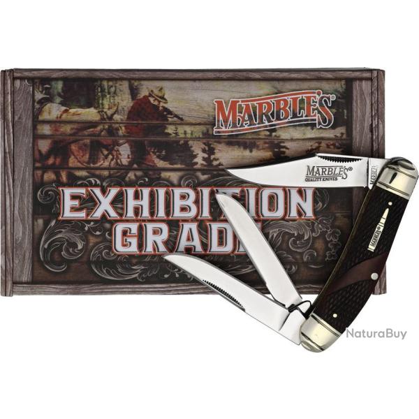 Couteau Pliant Marbles Sowbelly Whittler Brown Check Lame Acier Inox Manche Os MR679