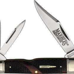 Couteau Pliant Marbles Large Whittler Brown Checkered Lame Acier Inox Manche Os MR686