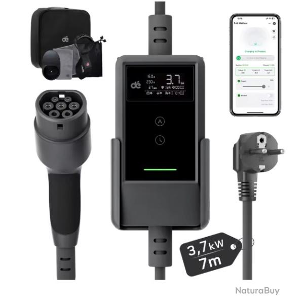 Chargeur V�hicule �lectrique Type 2 3,7kW 16A Contr�le Intelligent via Application - 5,5m