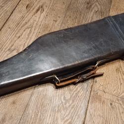 Ancien &eacute;tui &agrave; fusil de chasse forme "jambon" en cuir