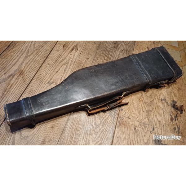 Ancien �tui � fusil de chasse forme "jambon" en cuir