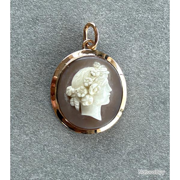 Joli pendentif Cam�e serti en or 18 carats