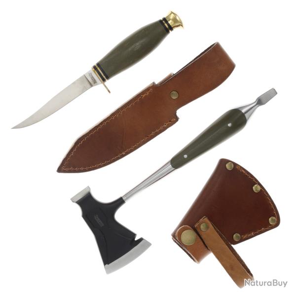 Couteau Marbles Combo Couteau et Hachette Lame Acier D2 et Forg� Manche Micarta Housse Cuir MR728