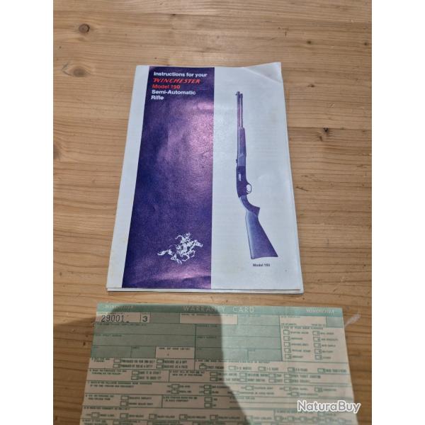 Notice utilisation pour carabine WINCHESTER 190