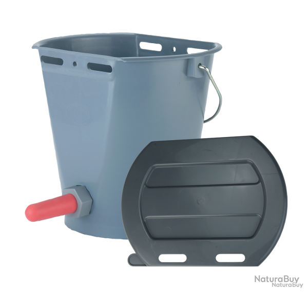 Calf bucket plastic + Teat 2-sided Flat - Ref KALF0003 - EAN 4018653140048 - Unbranded