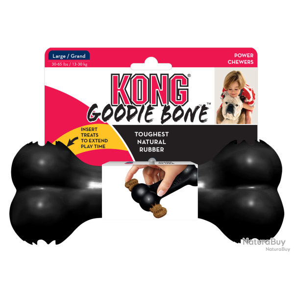 KONG Goodie Bone Noir - Ref KONG10015E - EAN 0035585356006 - Livraison rapide