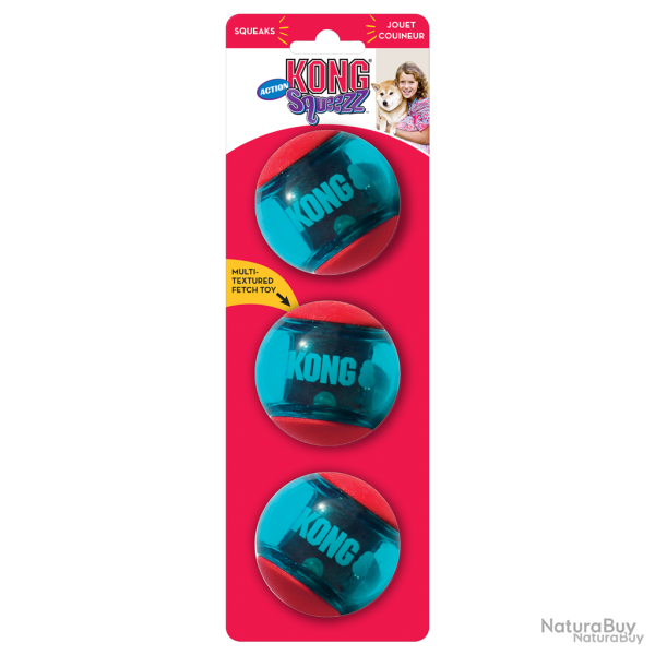 KONG Squeezz� Action Ball Red - Ref KONGPSA23E - EAN 0035585464053 - Livraison rapide