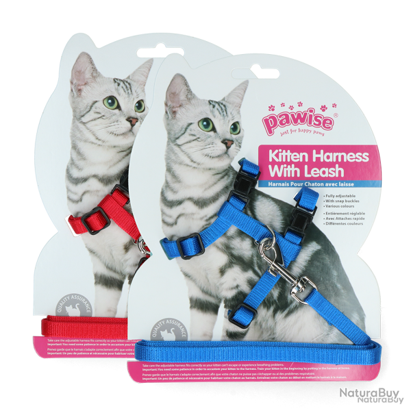 Pawise Kitten Harness With Leash Red/Blue - Ref PAWI28001 - EAN 8886467580017 - Livraison rapide