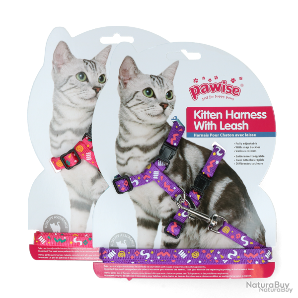 Pawise Kitten Harness With Leash Pink/Purple - Ref PAWI28002 - EAN 8886467580024 - Livraison rapide