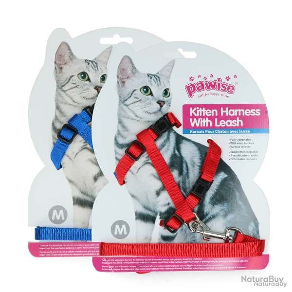Pawise Kitten Harness With Leash Red/Blue - Ref PAWI28003 - EAN 8886467580031 - Livraison rapide