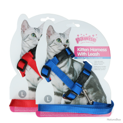 Pawise Kitten Harness With Leash Red/Blue - Ref PAWI28005 - EAN 8886467580055 - Livraison rapide