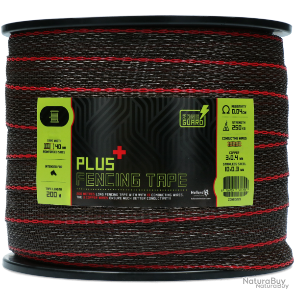 ZoneGuard 40 mm Plus fencing tape brown 200 m - Ref ZONE0229 - EAN 8716759571709 - Livraison rapide