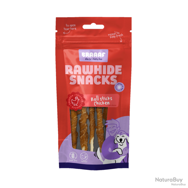 Braaaf Rawhide Roll Sticks - Ref BRAA400284 - EAN 8718444639145 - Livraison rapide
