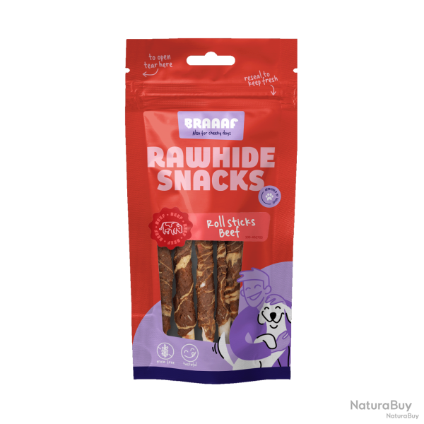 Braaaf Rawhide Roll Sticks - Ref BRAA400703 - EAN 8718444638452 - Livraison rapide