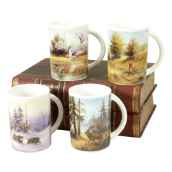 Lot de 4 grandes tasses - Ref 25202-05 - Cadeau th&egrave;me chasse